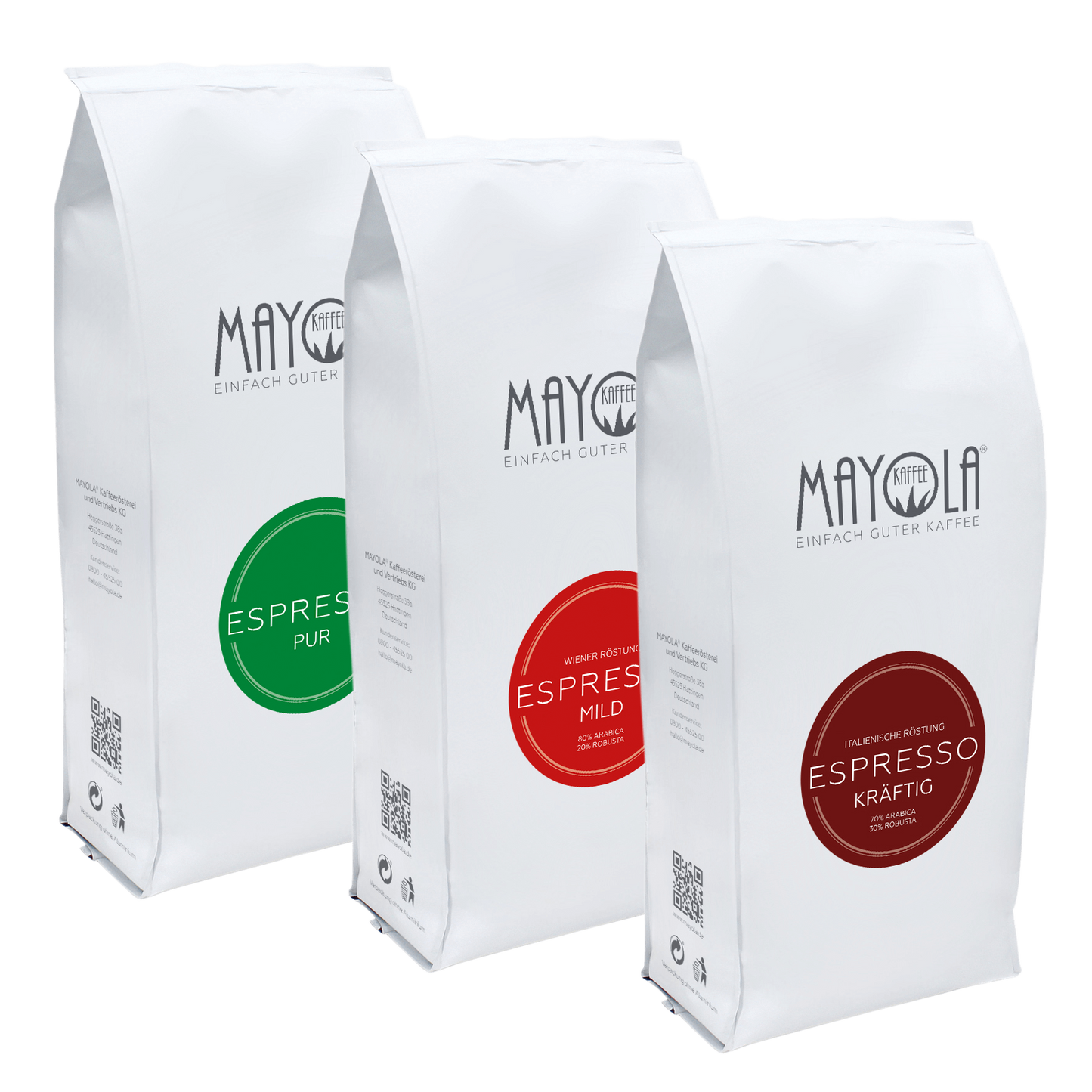 Espresso-Bundle 3x (indiv. Probierset in Kräftig, Mild & Pur)