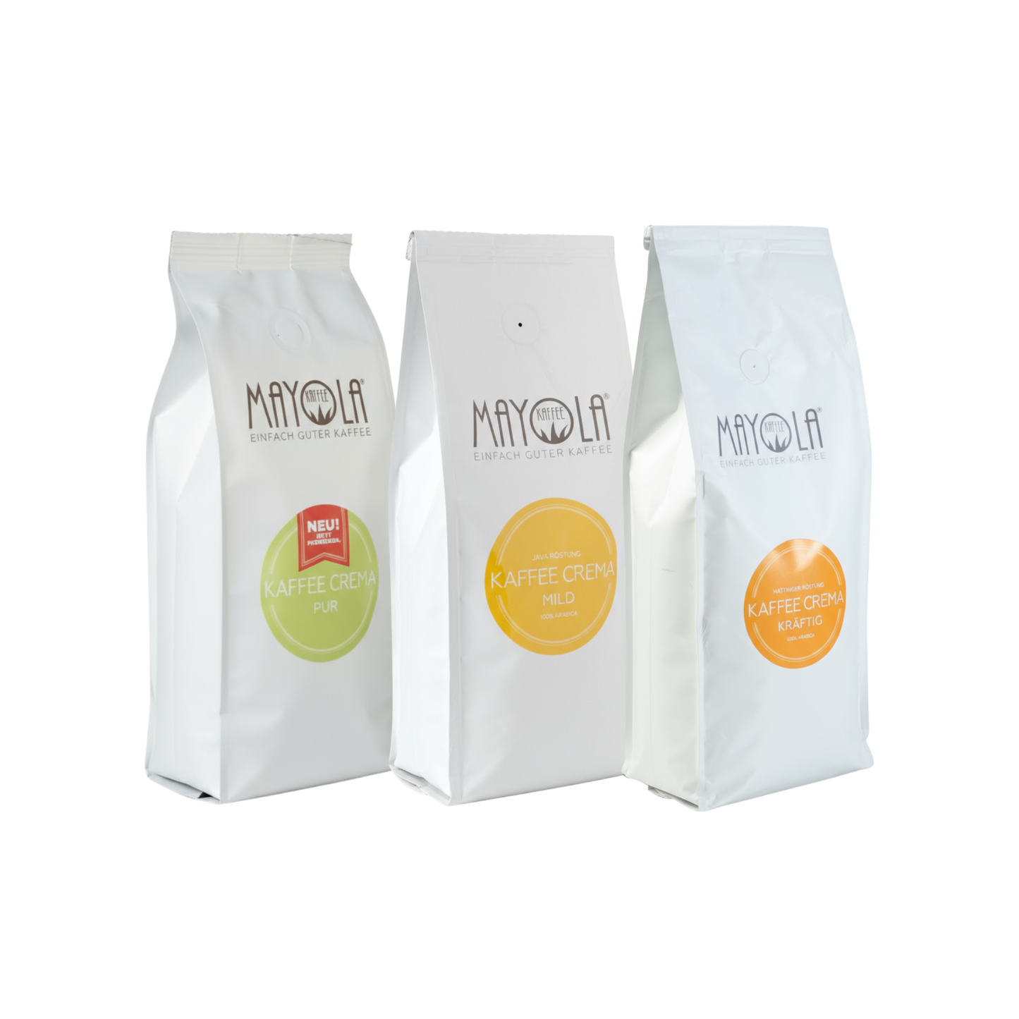 Kaffee Crema-Bundle 3x (indiv. Probierset in Kräftig, Mild & Pur)